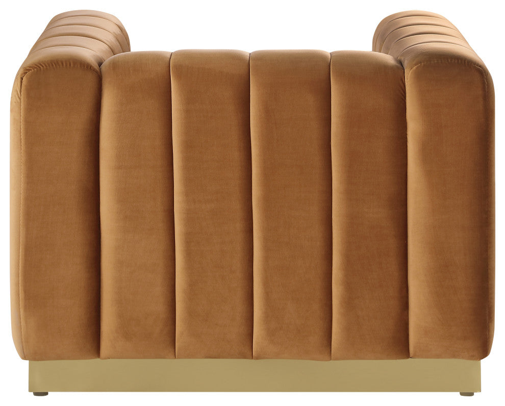 Marlon Velvet Upholstered Chair, Saddle