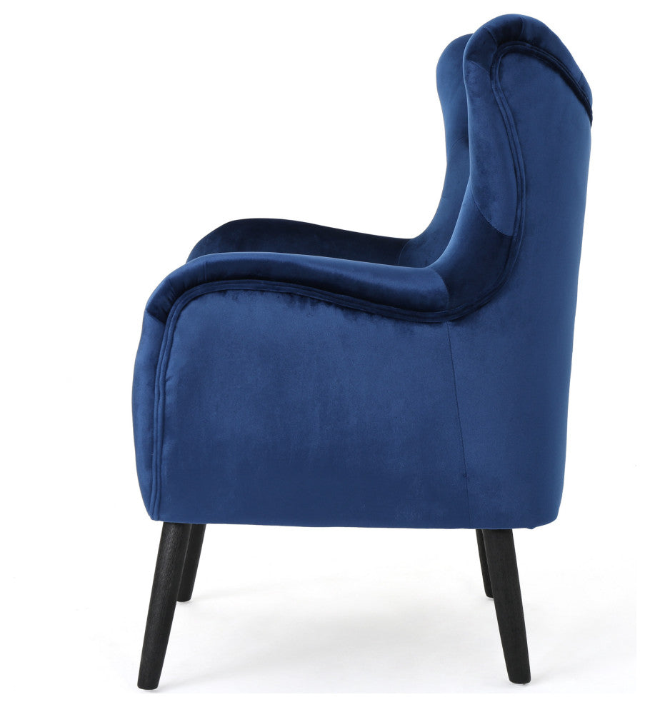 GDF Studio Ashton Mid Century New Velvet Armchair, Navy Blue