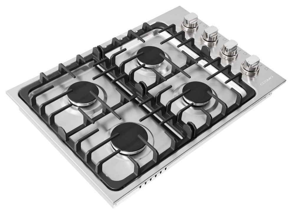 30 in. Luxury Gas Cooktop in Stainless Steel with 4 Italian Burners Easy Clean