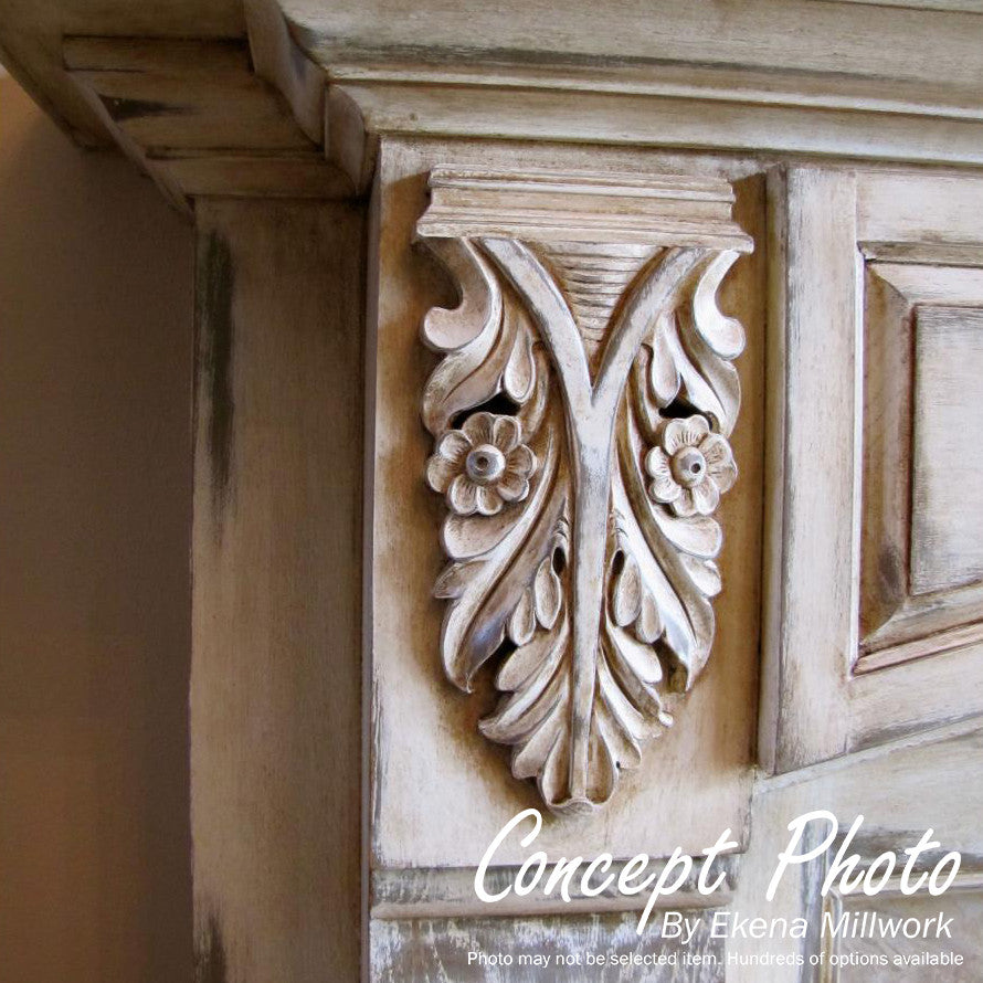 5 1/2"W  x 3 1/2"H x  5/8"P Oak Leaf Onlay, Left