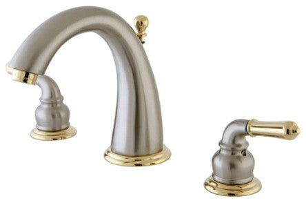 Kingston Widespread Bathroom Faucet With Pop-Up , Brushed Nickel/Polished Brass
