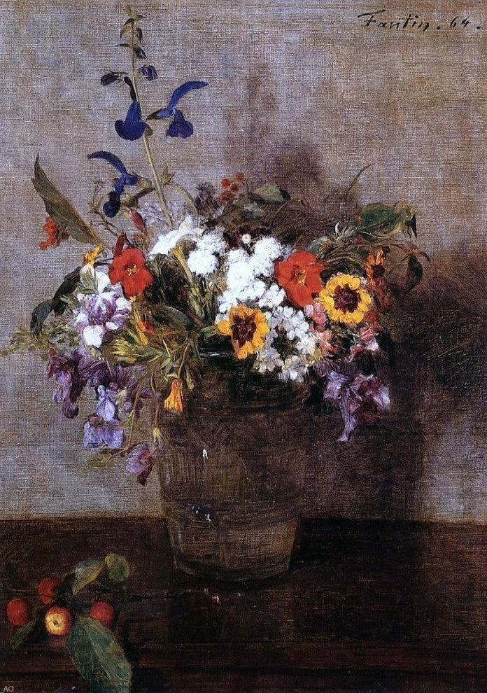 Henri FantinLatour Diverse Flowers Premium Canvas Print