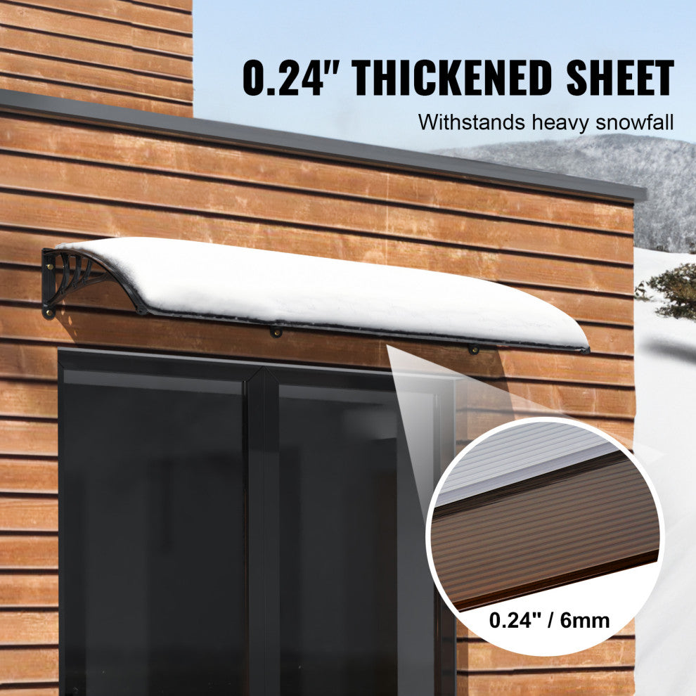 VEVOR Window Door Awning Canopy UV Rain Cover 38"x78" PC Sheet Brown