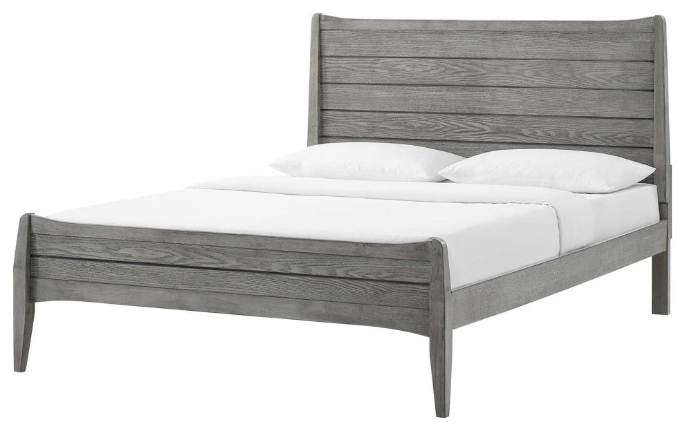 Platform Bed Chest Nightstand Set, Queen Size, Wood, Gray, Modern