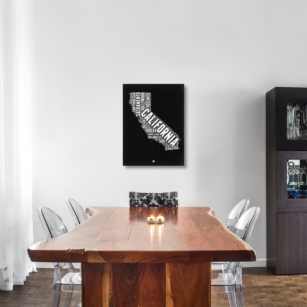 "California Black and White Map" Fine Art Print