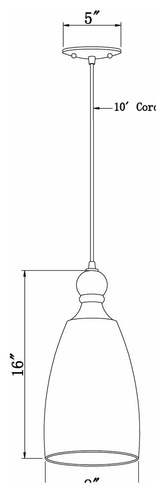 1 Light Cord-Hung Glass Mini Pendant, Brushed Nickel, Clear Glass