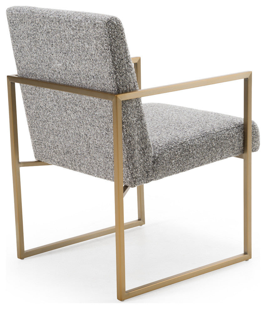 Modrest Suzanne Modern Grey Fabric + Antique Brass Dining Chair
