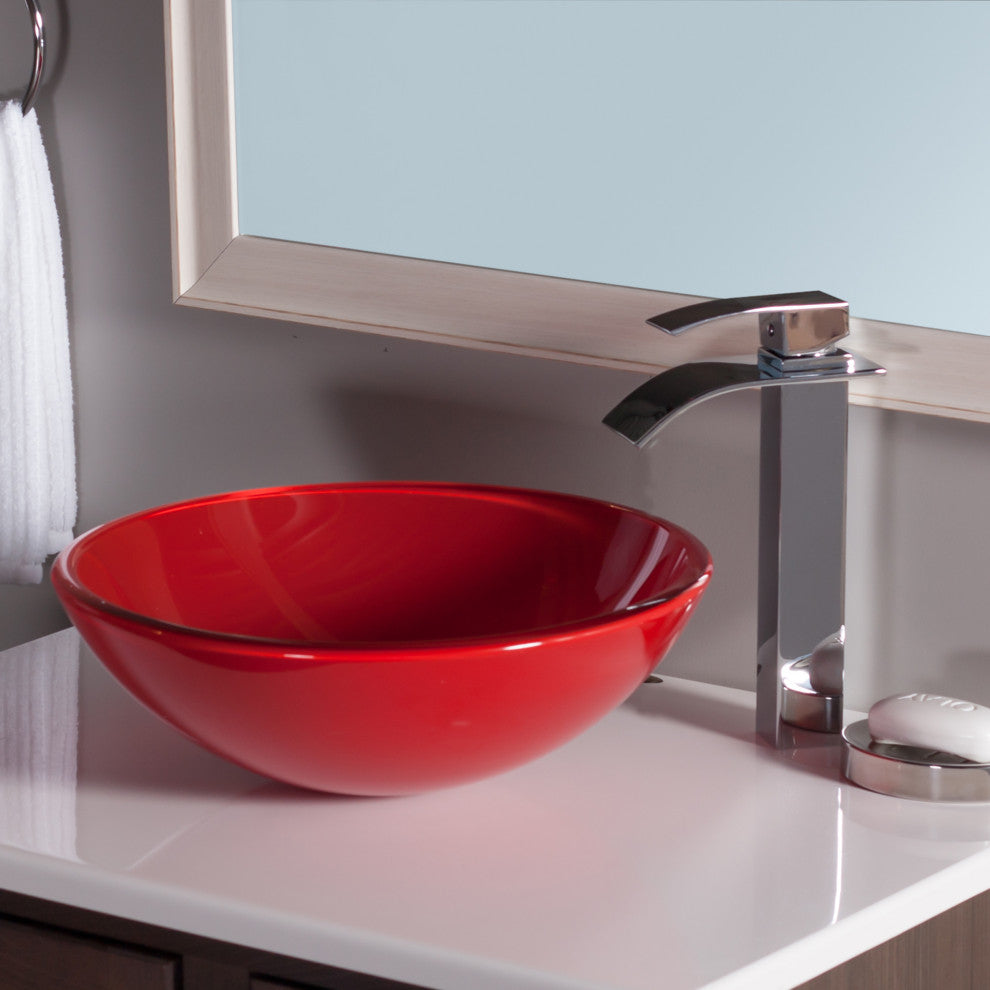 Novatto Rosso Glass Vessel Sink