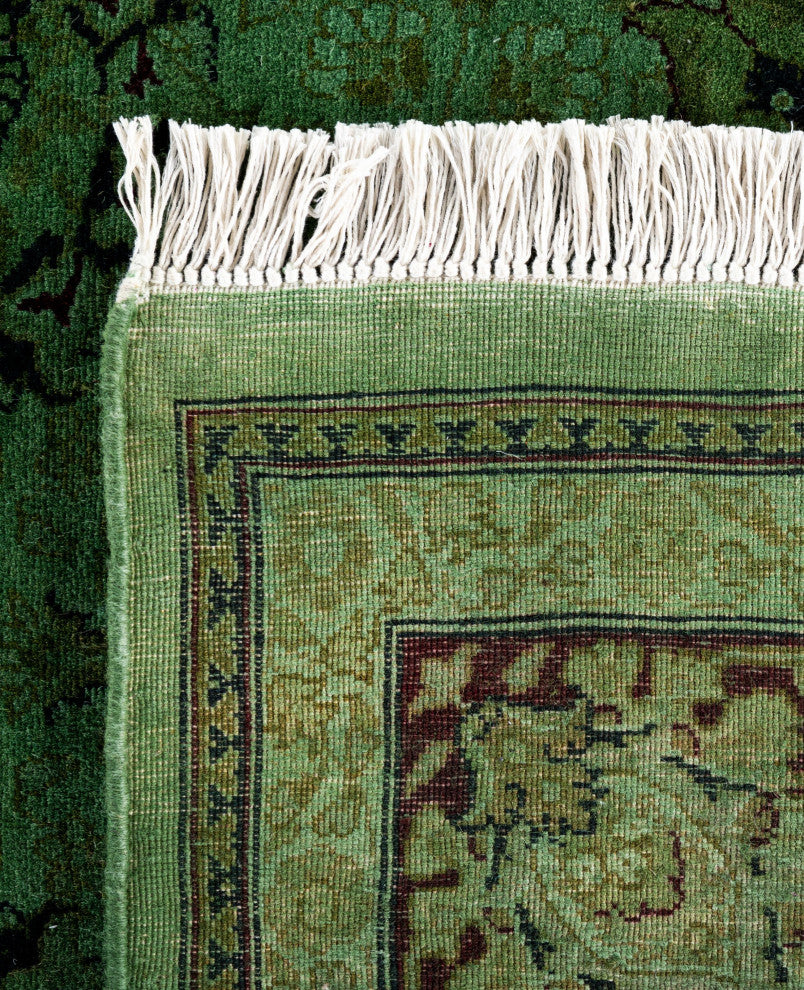 Overdyed One-of-a-Kind Hand-Knotted Area Rug Green, 6' 1" x 6' 3"