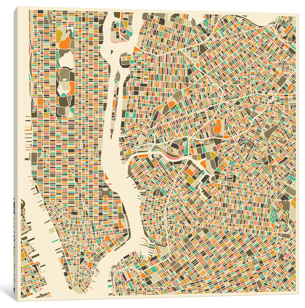 "Abstract City Map of New York City" by Jazzberry Blue, 37x37x1.5