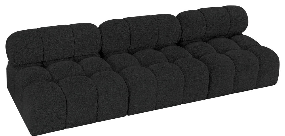 Ames Boucle Fabric Modular Sofa, Black, 3-Piece: 3 Armless Chair