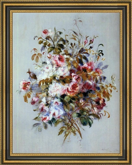 Pierre Auguste Renoir Bouquet of Roses Framed Premium Canvas Print, 18"x24"