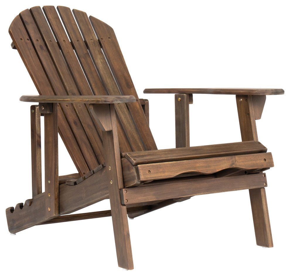 GDF Studio Katherine Outdoor Reclining Wood Adirondack Chairs, Set of 2, Gray