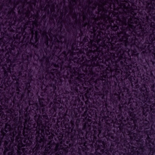 Genuine Mongolian Sheepskin Throw Pillow with Insert (16+ Colors), Purple