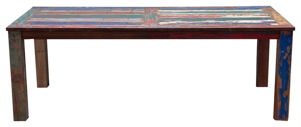 Teak Wood Dining Table Made From Recycled Teak Wood Boats, 63 X 35"