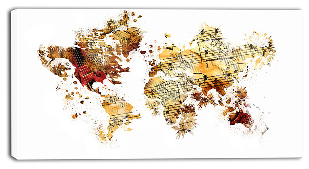 "Brown and Beige Map" Canvas Painting