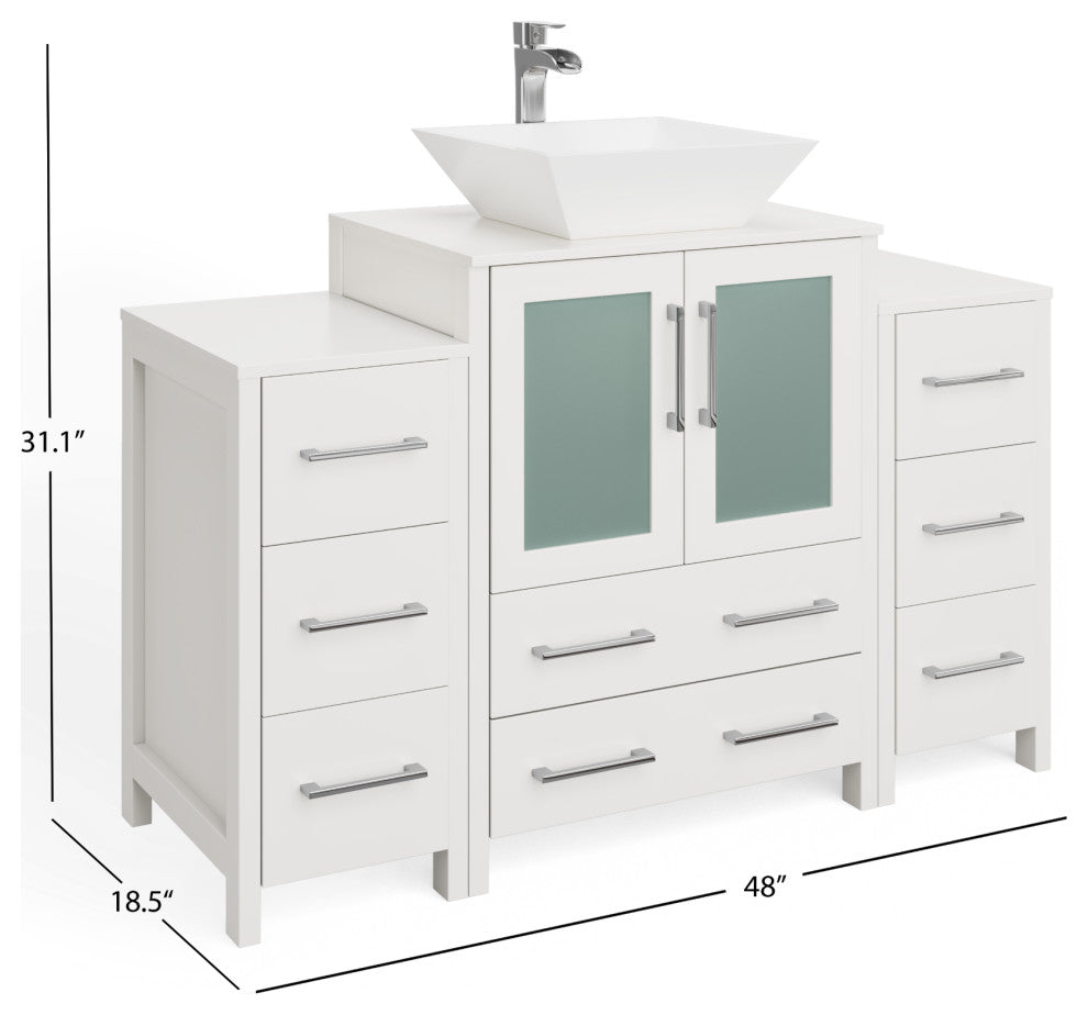 Sinclair 48" Single Bathroom Vanity with Engineered Marble Top with Mirror