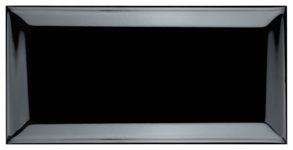 Crown Heights Beveled Glossy Black Ceramic Wall Tile