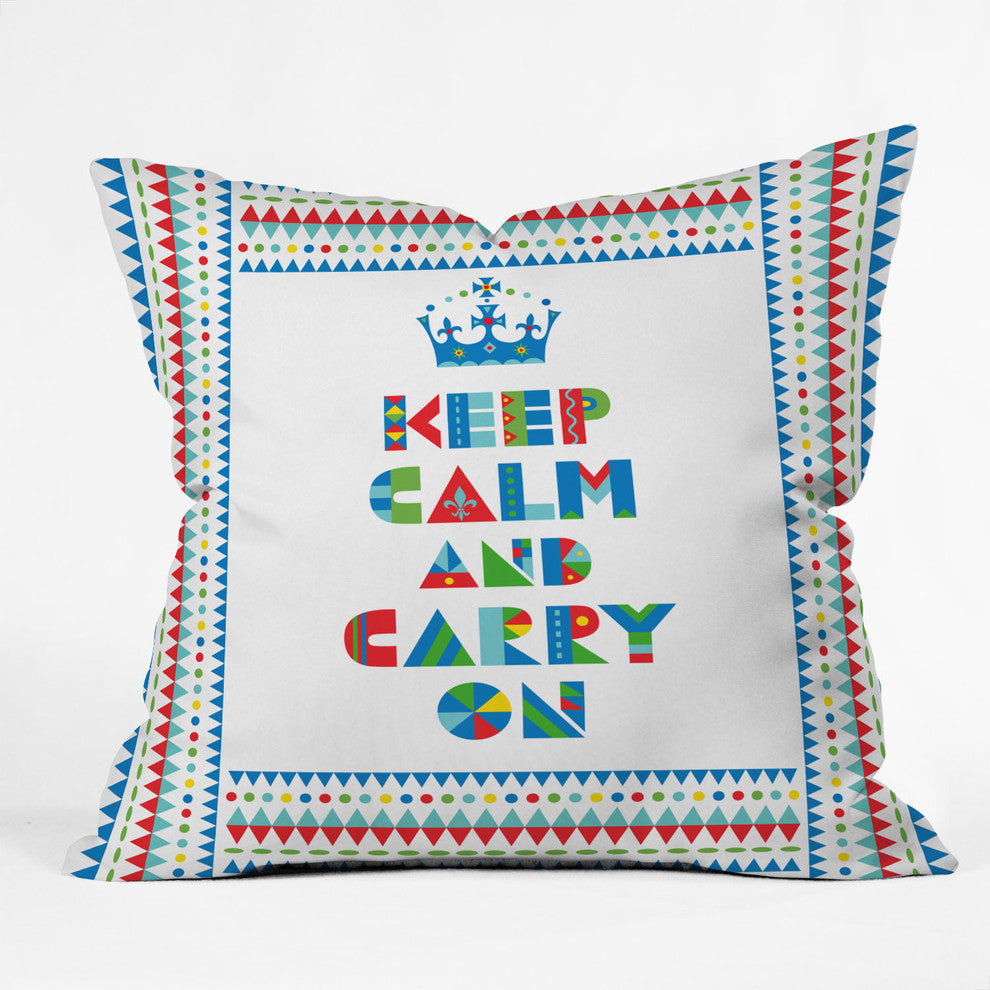Andi Bird Keep Calm And Carry On Outdoor Throw Pillow