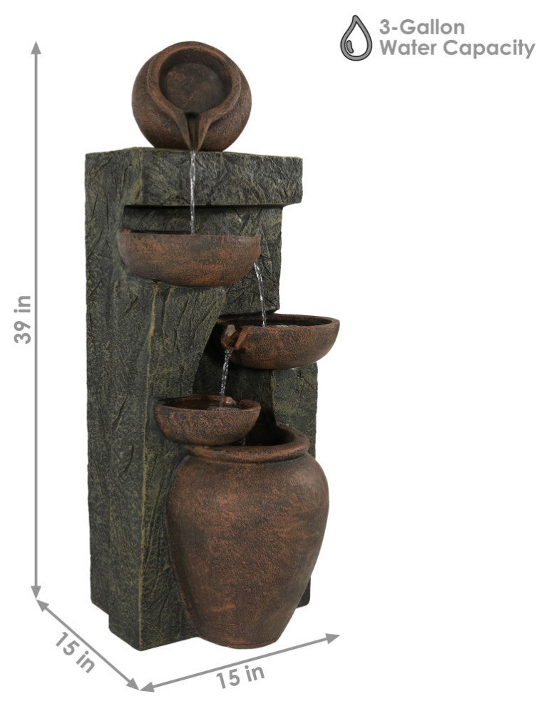 Sunnydaze Cascading Earthenware Pottery Stream Water Fountain, 39"