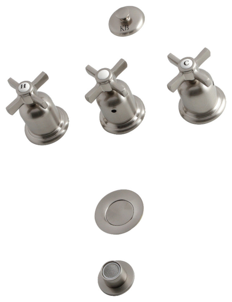 Kingston Brass KB6328ZX Millennium Three-Handle Bidet Faucet, Brushed Nickel