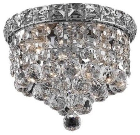 Elegant Tranquil Flush Mount, Chrome Finish With Royal Cut Crystal