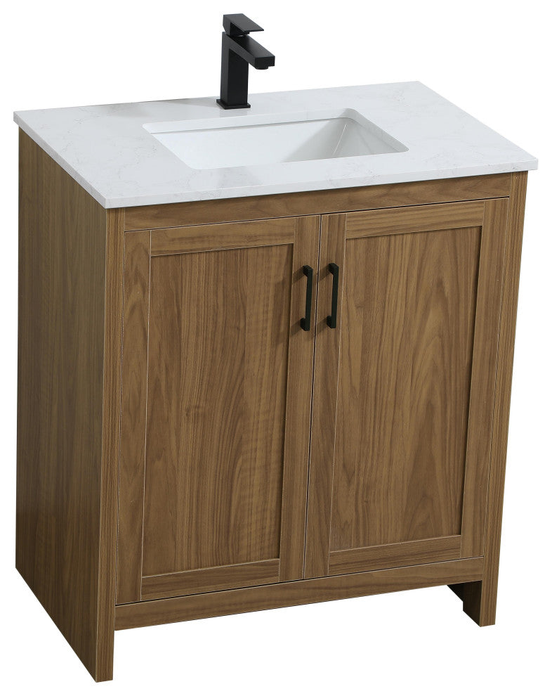 Home Living 30" Single Bathroom Vanity, Walnut Brown