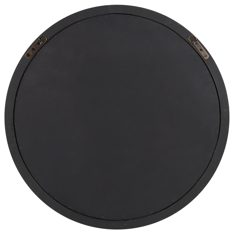 Mansell Round Wooden Wall Mirror, 28 Diameter, Distressed Gray