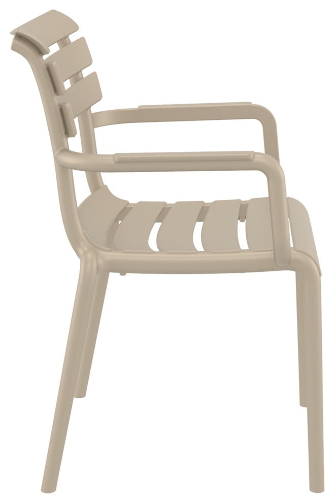Paris Resin Outdoor Arm Chair, Set of 2, Taupe