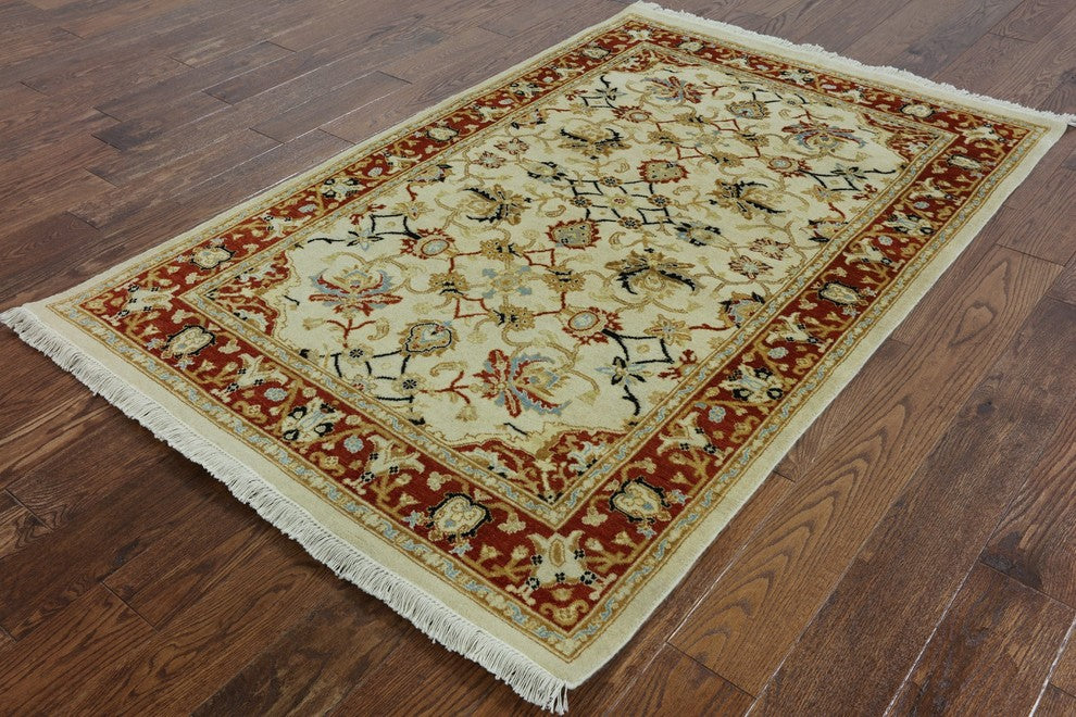 4'x6' Hand Knotted Peshawar Wool Area Rug, W2168