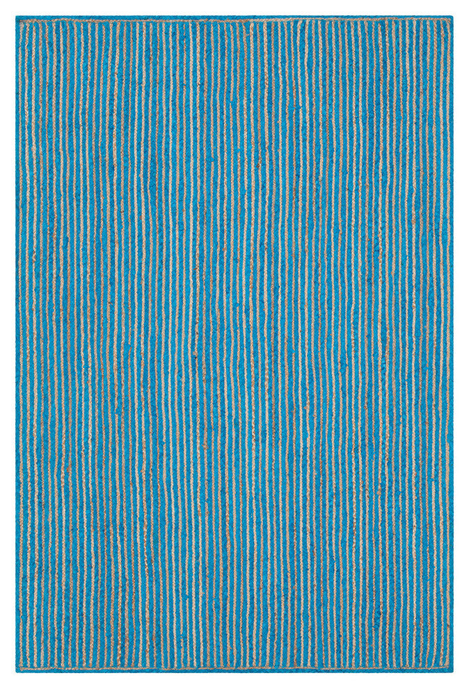 Alyssa Subtle Stripe Contemporary Area Rug, Blue, 7'9"x10'6"