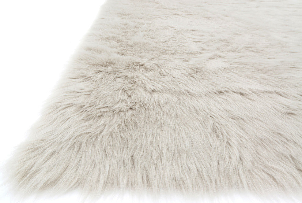 Ultra Soft Solid Faux Fur Danso Area Rug by Loloi, Stone, 3'x5'
