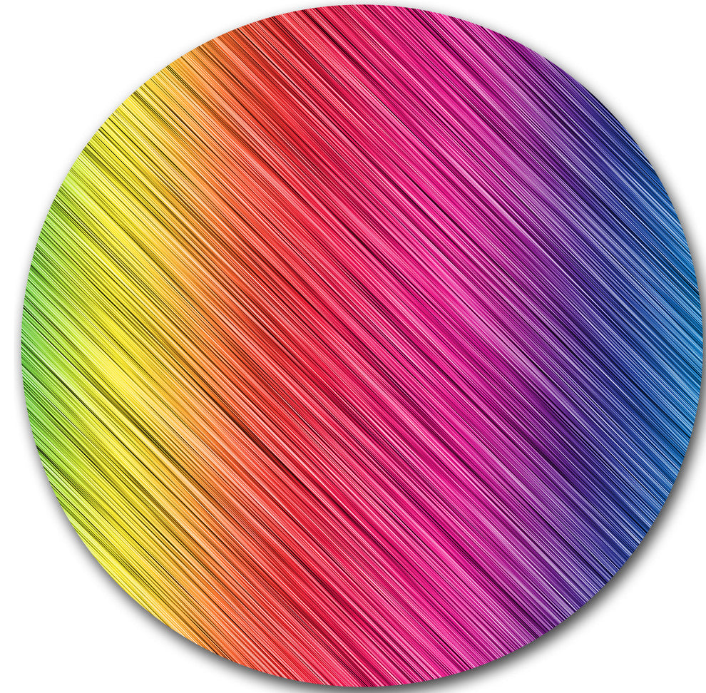 Multi-Color Neon Glowing Lines, Abstract Disc Metal Wall Art, 23"