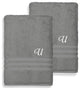 Denzi Bath Sheets With Monogrammed Letter, Set of 2, U