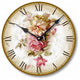 Vintage-Style Pink Roses Clock, 12 Inch Diameter
