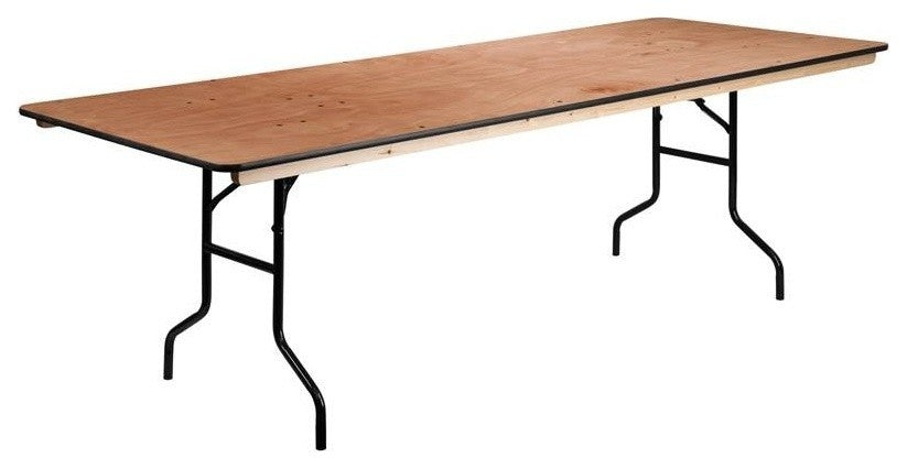 36'' x 96'' Wood Folding Banquet Table with Clear Coated Finished Top