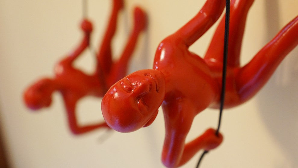 Climbing Man Wall Art, Set of 4, Red