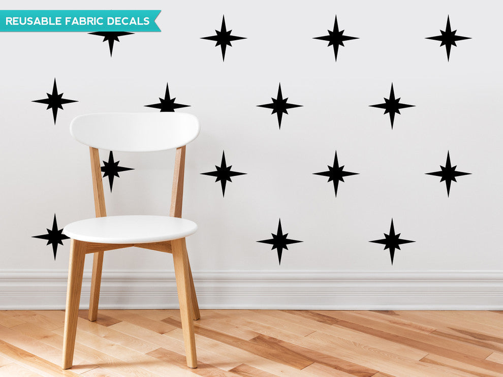 Retro Stars Fabric Wall Decal, Black