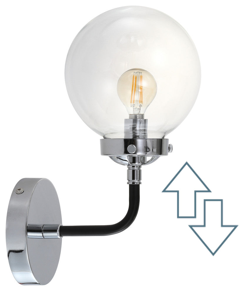 Caleb 1-Light Brass Wall Sconce, Chrome / Black, 1 - Light(s)