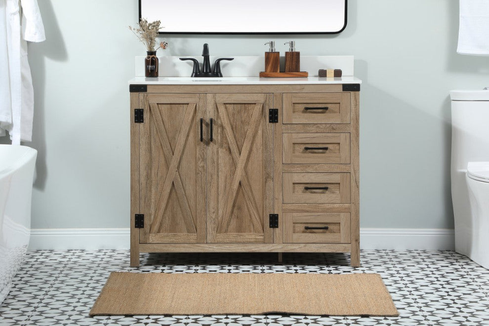 Home Living 19" Farmhouse Natural Oak-Light Bathroom Vanity