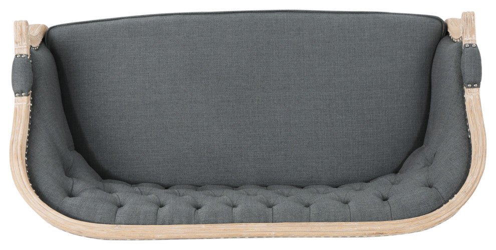GDF Studio Megan Classical Tufted Loveseat, Dark Gray, Fabric