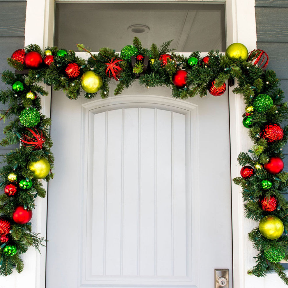 9' Artificial Christmas Garland with Lights, Festive Holiday