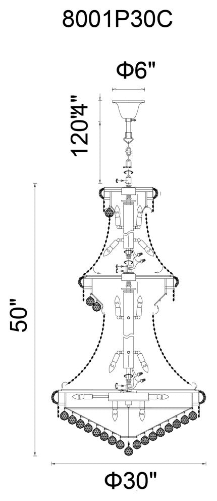 Empire 32 Light Down Chandelier With Gold Finish