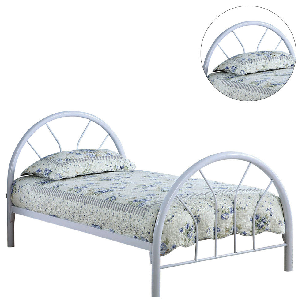 Contemporary Metal Twin Bed, White