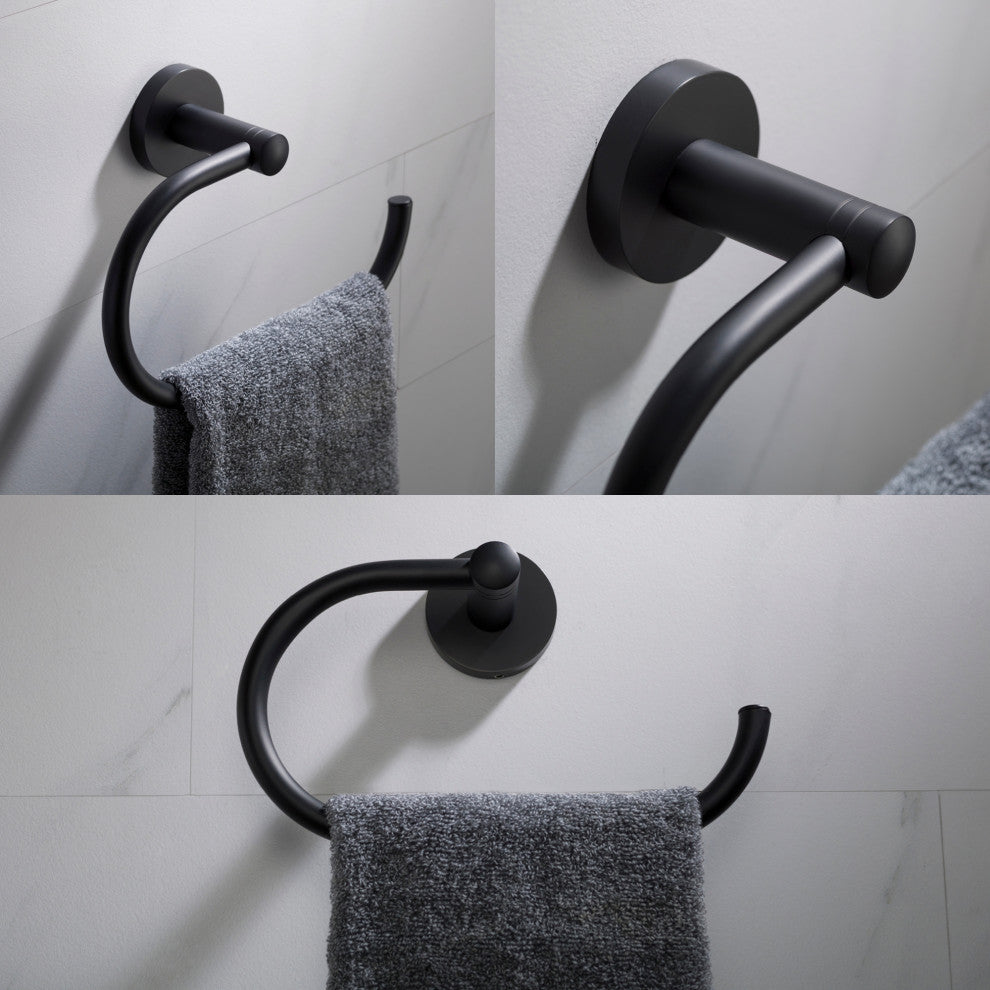 Elie Bathroom Towel Ring, Matte Black