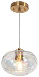 LNC Chrysaorican 1-Light 6" Modern Iridescent Glass Kitchen Island Light, Brass