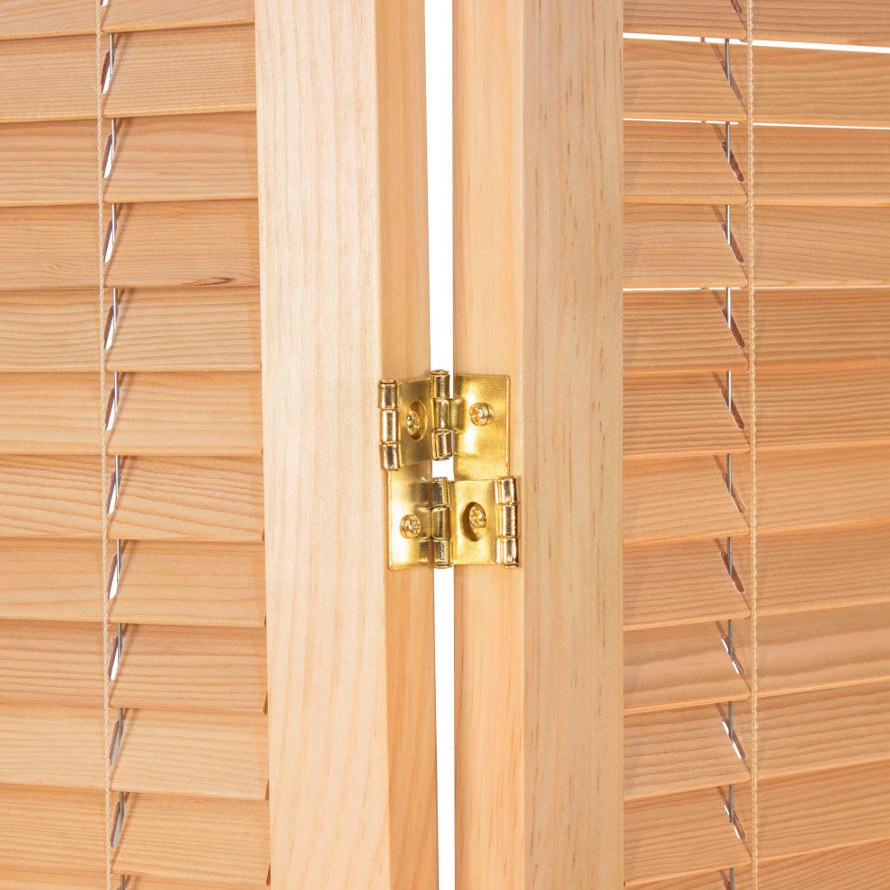6' Tall Adjustable Shutter Room, Natural, 4 Panel