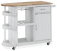 Chloe Kitchen Cart With Wheels, White and Natural