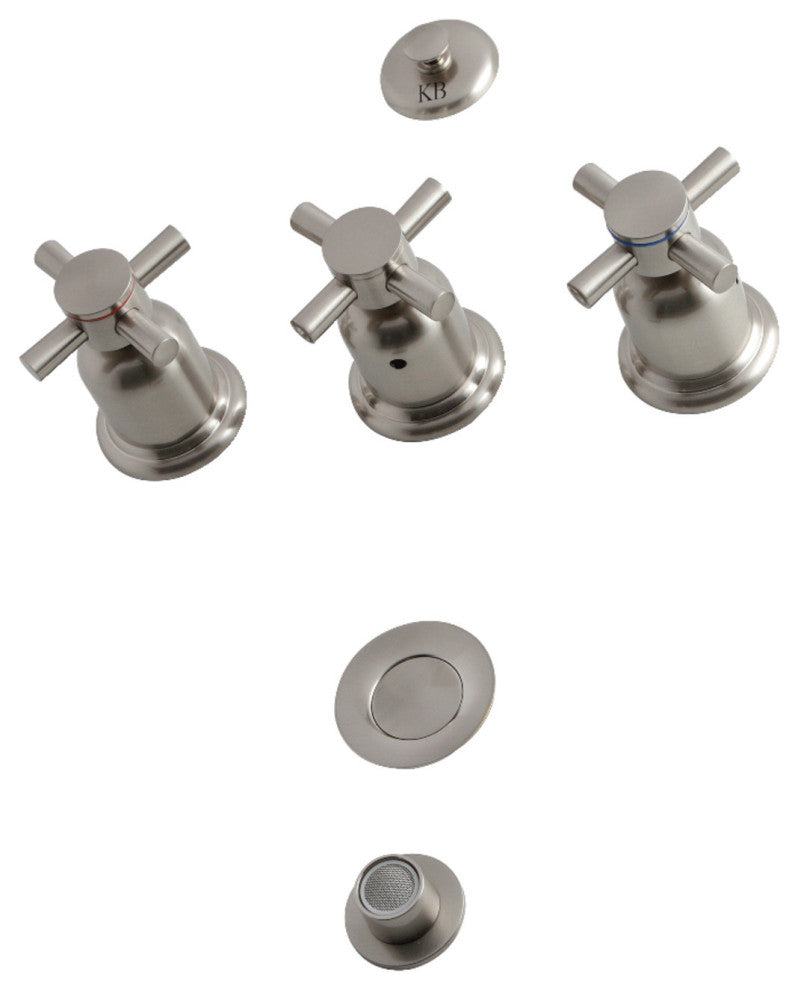 Kingston Brass KB6328DX Concord Three-Handle Bidet Faucet, Brushed Nickel