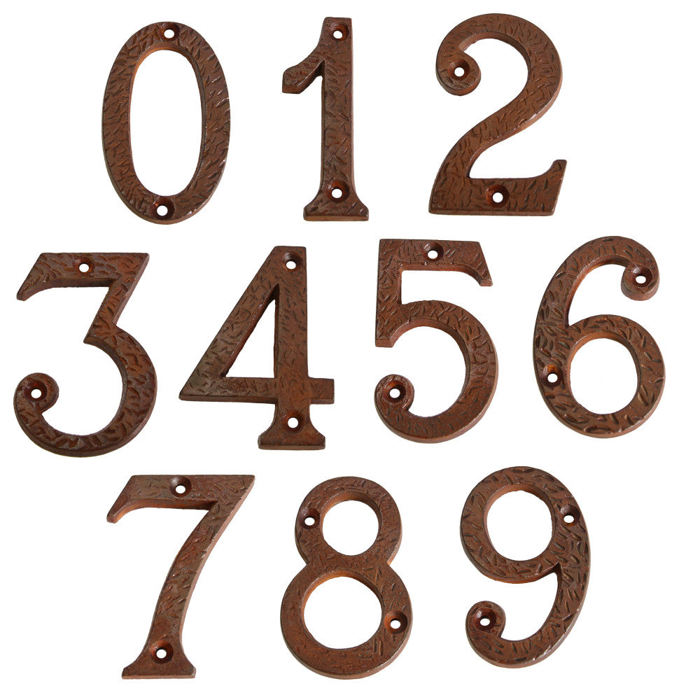RCH Hardware Iron Rustic Country House Number, 3-Inch, Various Finishes, Rust, 2